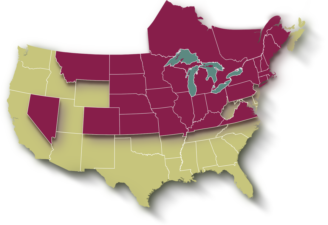 map showing 25 states where Plocher Vines grapes are grown commercially